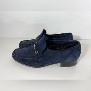 Florsheim Mens Size 10.5 D Blue Suede Horse Bit Loafer Slip On Dress Shoes
